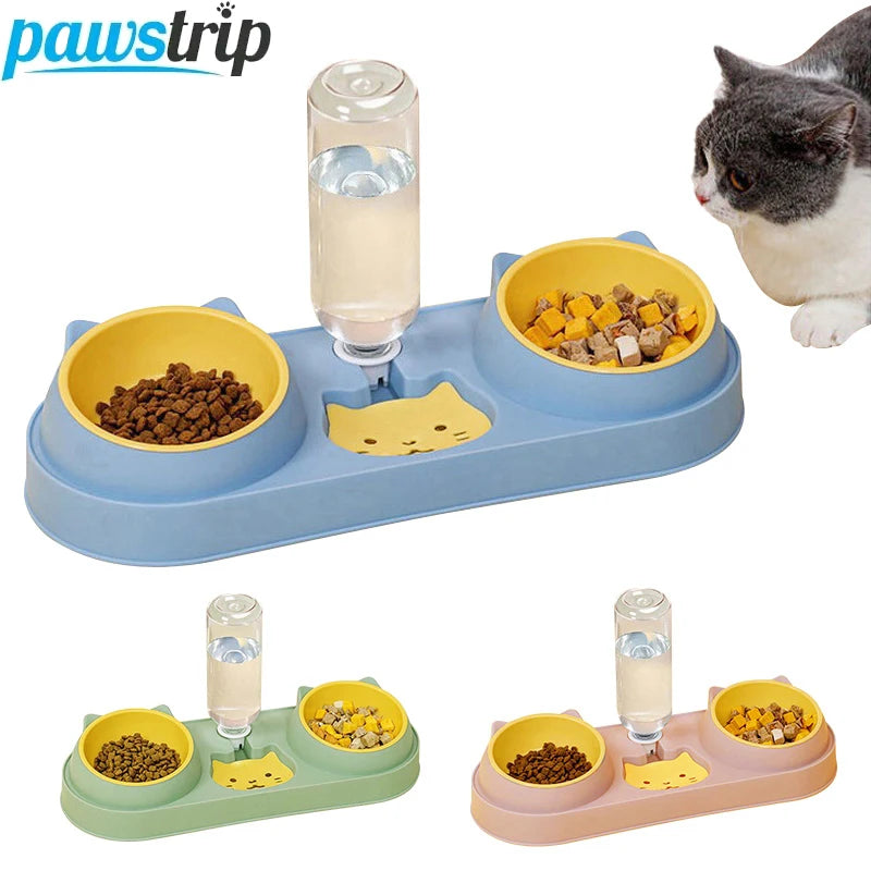3 in 1 Pet Cat Feeder Pet Double Bowl for Cats Small Dogs Automatic Cat Water Dispenser Raised Kitten Food Bowl Cat Accessories