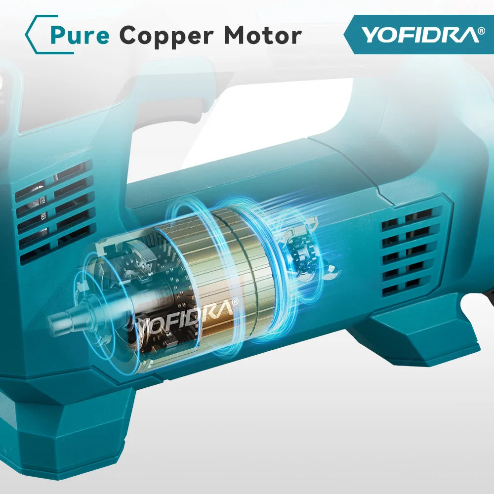 YOFIDRA Hogedruk Draadloze Compressor voor Autobanden met Digitaal Display, Geschikt voor Makita Accu