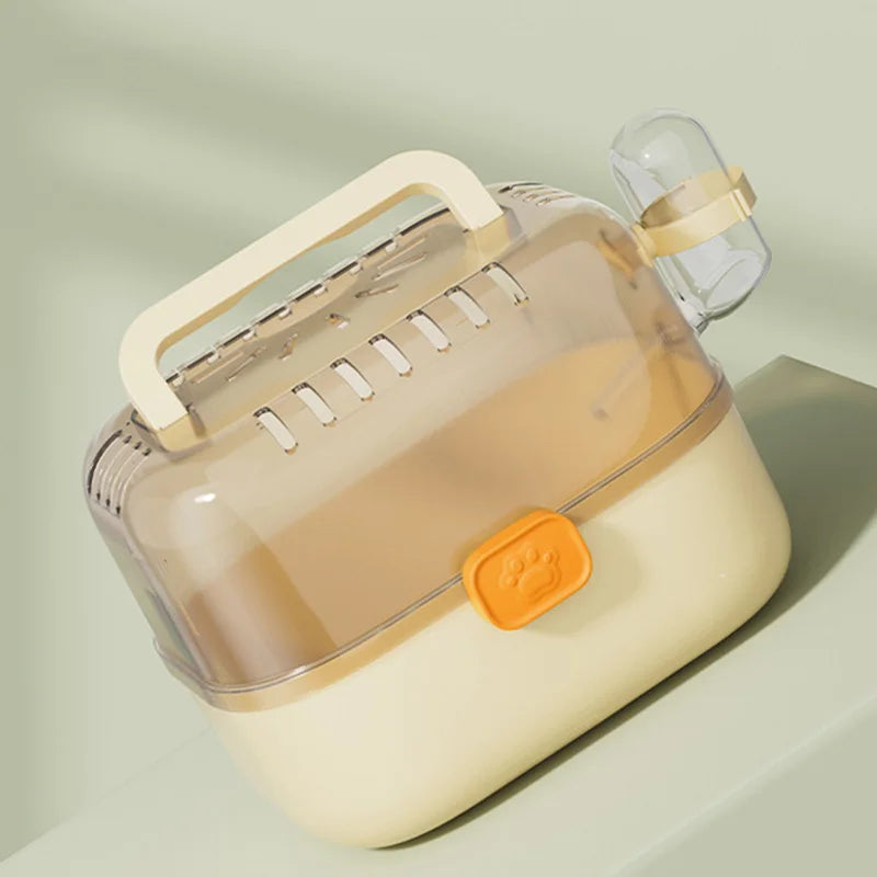 Portable Hamster Carrier Cage Small Animal Travel Cage with Water Bottle Outdoor Pet Carrying Box for Hamster Guinea Pig Rat