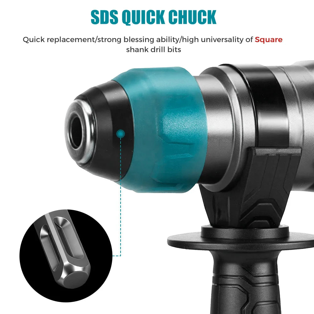YOFIDRA 2200W Brushless Electric Hammer Impact Drill 26MM Multi-function Screwdriver Rotary Power Tool For Makita Battery Pin