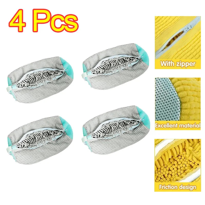 1-6PCS Shoe Washing Bag Washing Machine Laundry Bags with Zipper Closure Shoes Cleaning Bag Shoes Laundry Fluffy Fibers Sneaker