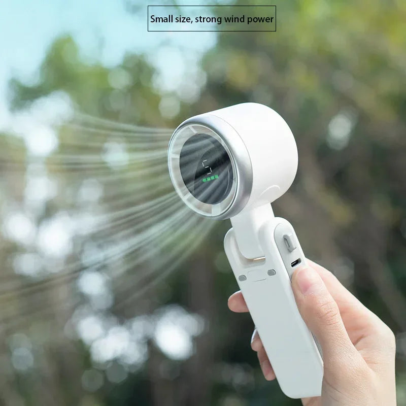 Lenovo New Folding Handheld Fan Mini High-speed Digital Display Portable Desktop Usb Charging Hanging Camping Violent Turbo Fan