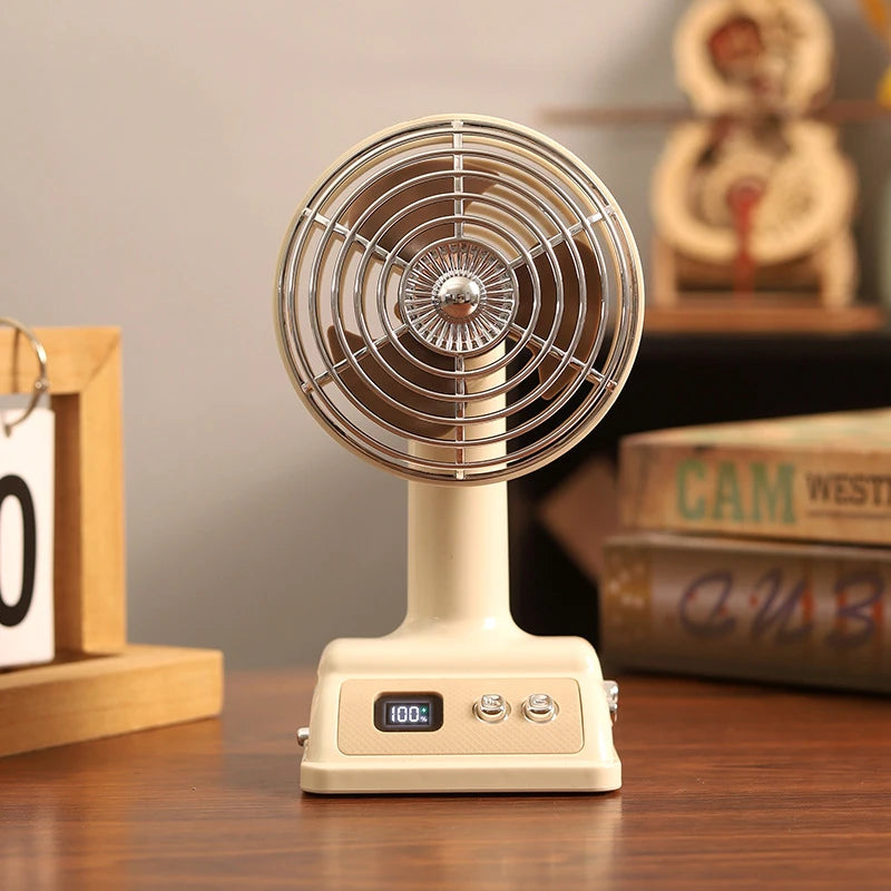 Nouveau ventilateur de bureau Lenovo, ventilateur rétro compact rechargeable par USB avec affichage numérique à 100 vitesses pour l'été