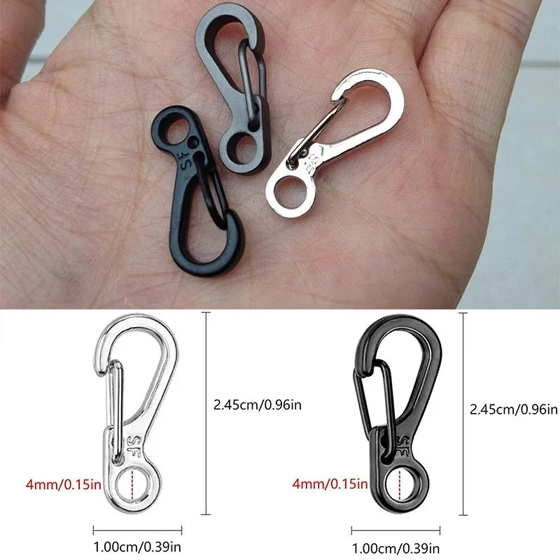 4-10Pcs Mini Spring Carabiners Set Outdoor EDC Keychain Camping Rope Clasps Tactical Survival Hooks Paracord Clips