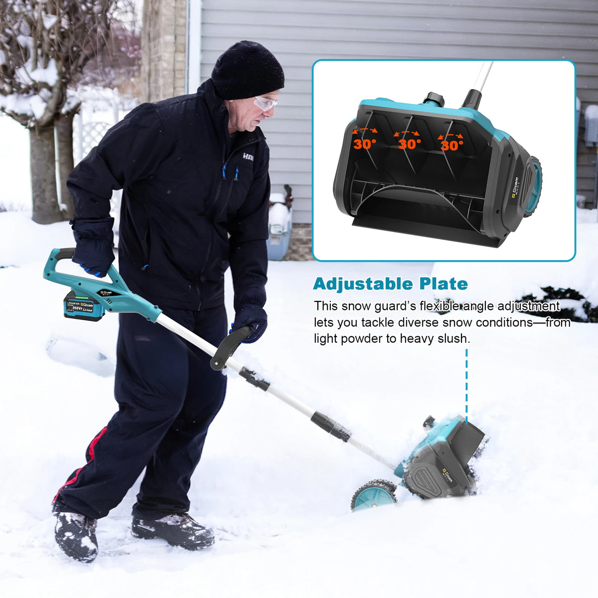 Gisam Borstelloze Elektrische Sneeuwschuiver 13 Inch Breedte Sneeuwveger Snoerloos Reinigingsgereedschap voor Straat en Binnenplaats voor Makita 18V Accu