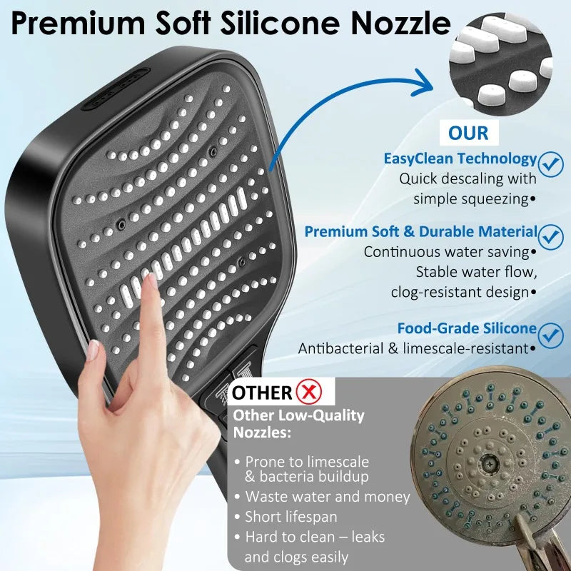 Adjustable High Power Filter Shower Head Set Bathroom Showerheads Large Water Saving Rainfall Shower Mixer Bathroom Accessory  "