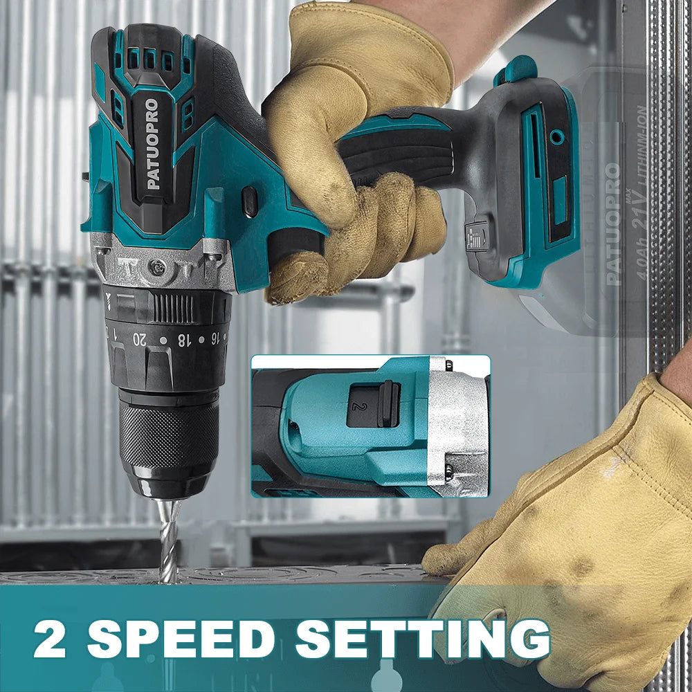 Borstelloze draadloze 13 mm elektrische klopboormachine 20+3 koppelinstellingen handmatige schroevendraaier elektrisch gereedschap voor Makita 18V-accu