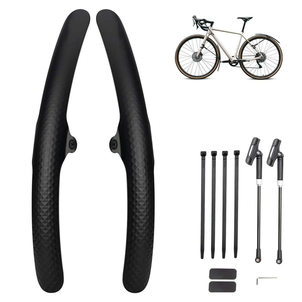 Universal Road Cycling Bicycle Mudguard Easy Install PP Fender - Front & Rear Protector Accessory for Bicycles