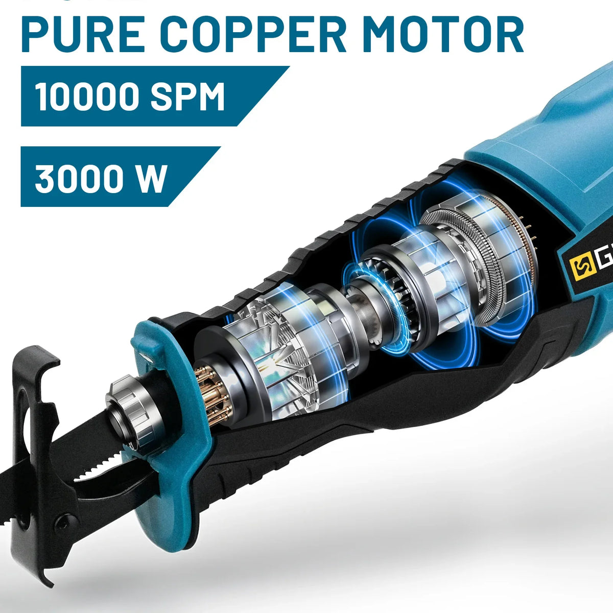 Gisam 10000SPM Elektrische Reciprozaag multifunctionele accuzaag voor het zagen van metaal, hout en buizen, geschikt voor Makita 18V-accu