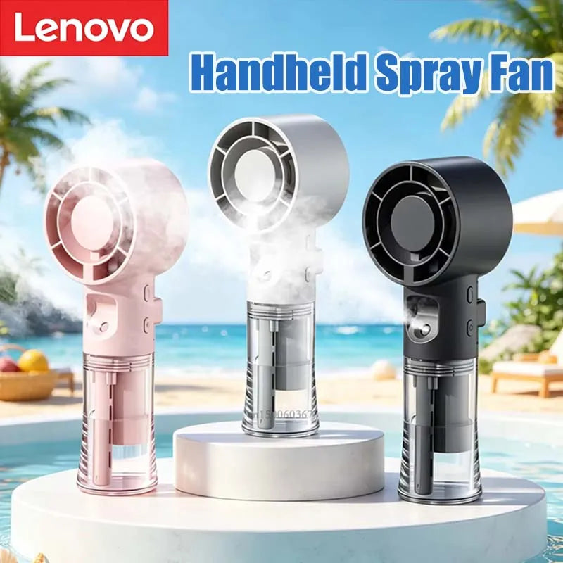 Mini humidificateur portable Lenovo, ventilateur brumisateur à main, ventilateur rechargeable avec pulvérisation d'eau pour l'extérieur