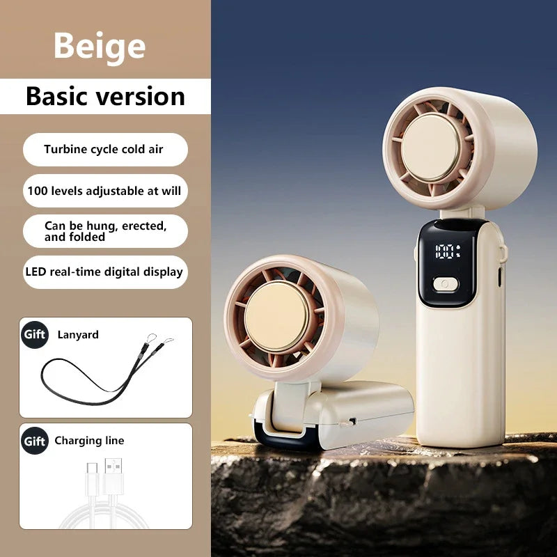 Lenovo Ice Compress Handventilator Draagbare Buiten USB Digitaal Display Opvouwbare Koeling Hoge Snelheid Turbine Kleine Ventilator