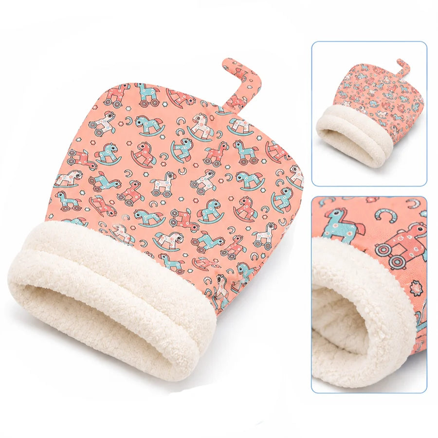 Cat Bed with Soft Fuzzy Lining Semi-Enclosed Winter Cave for Cats Small Dogs Semi-Enclosed Winter Sleeping Kitten Bed