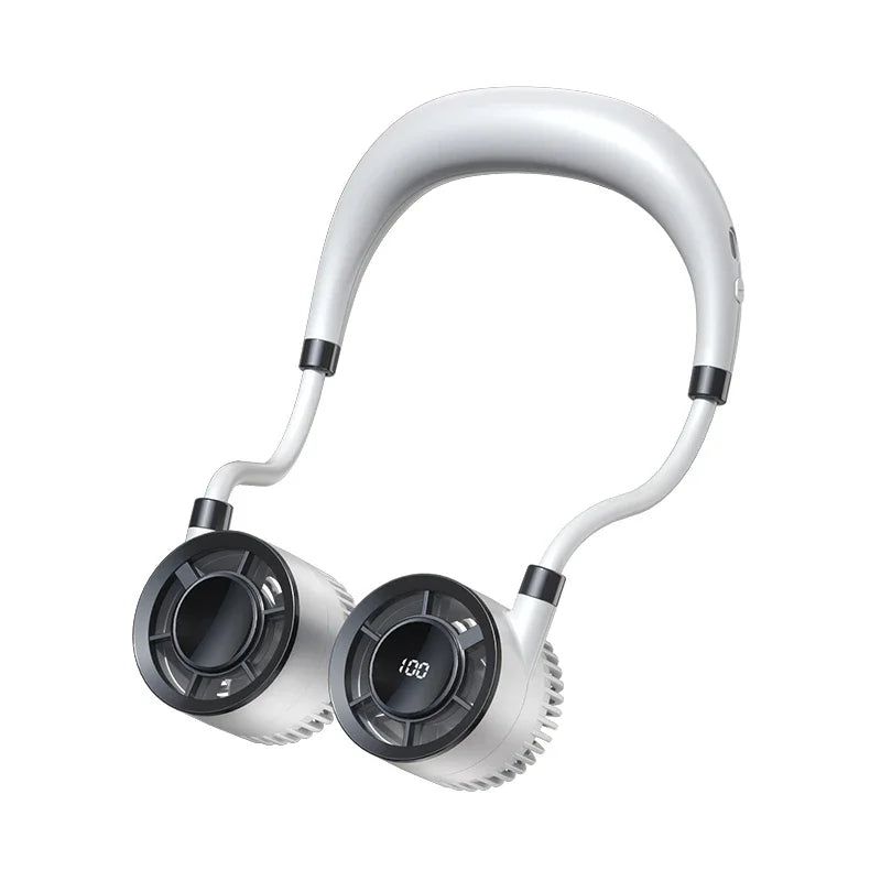 Ventilateur de cou portable Lenovo 100 vitesses, ventilateur sans pales à suspendre avec écran LED, ventilateur rechargeable par USB pour le sport en extérieur et les voyages