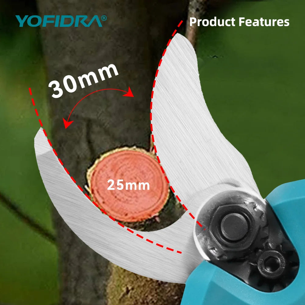 Sécateur électrique sans balais YOFIDRA 30MM, 2 vitesses, outil de taille sans fil pour branches d'arbres fruitiers, compatible avec batterie Makita 21V