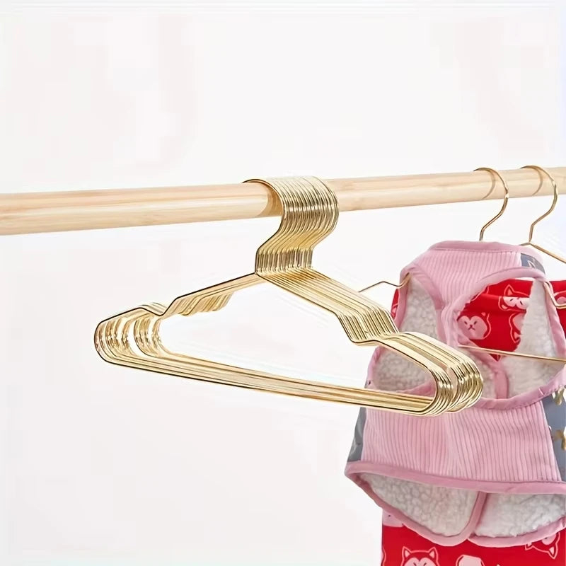 5pcs Pet Apparel Hangers Small Metal Clothes Hanger for Dog Cat Puppet Doll Pet Store Clothes Support Gold Color Mini Hanger