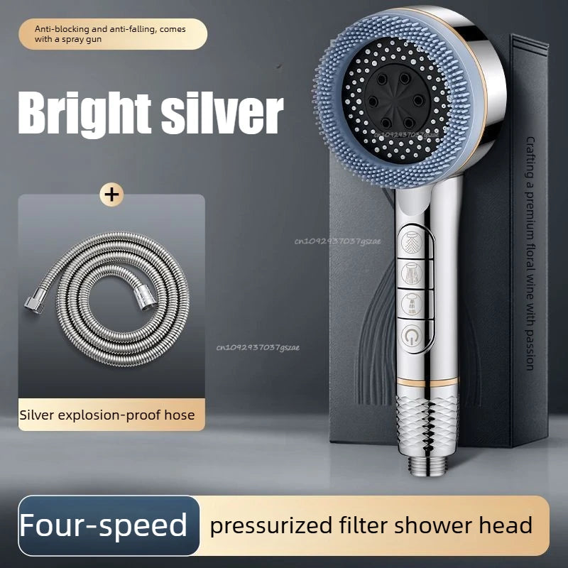 Shower Head Bathroom Showers High Pressure Massage Filter 4 Modes Adjustable Handheld Showerheads Home Bathroom Accessories