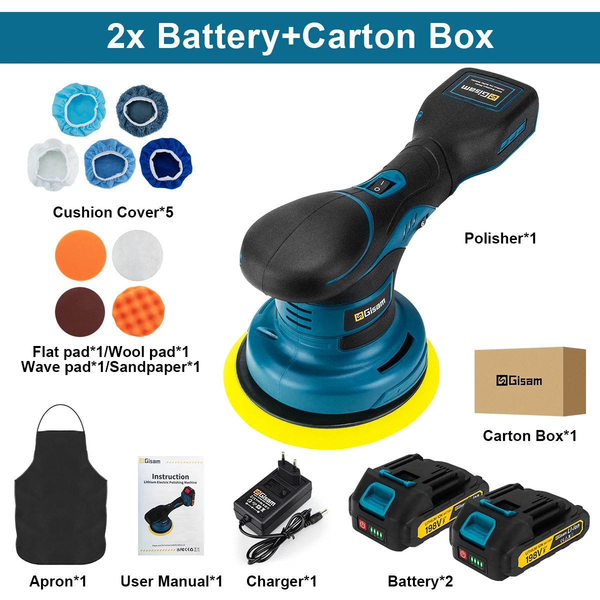 Gisam Brushelss Car Polisher 6 Gears Cordless Electric Polishing Machine Metal Waxing Wood Grinding For Maktita 18v Battery Pin