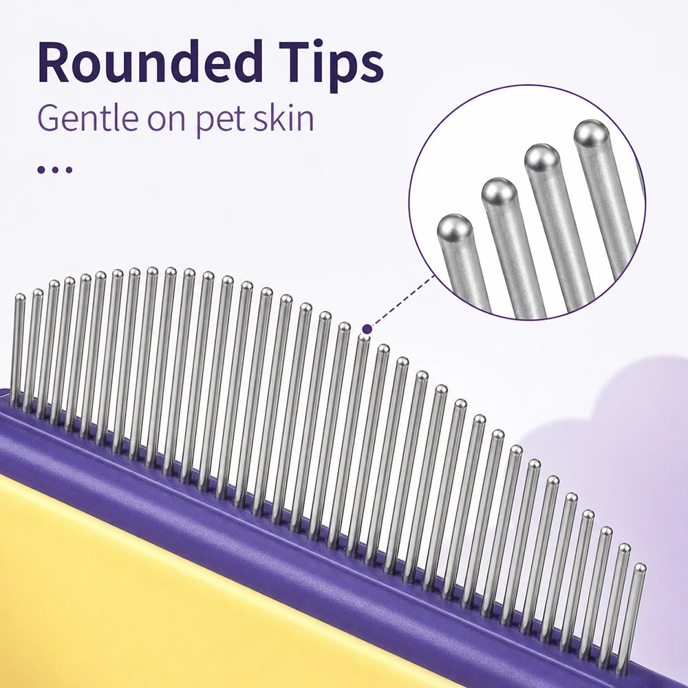 Pet Flea Comb for Cats Dogs Fine Metal Teeth Cat Grooming Brush with Curved Design Dog Fur Cleaning Kitten Loose Hair Remover