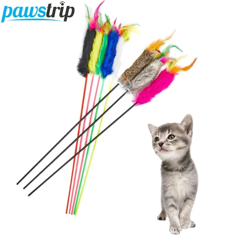 1pc Cat Toy Funny Pet Toy for Cats Interactive Cat Stick Feather Kitten Toys Random Color Pet supplies