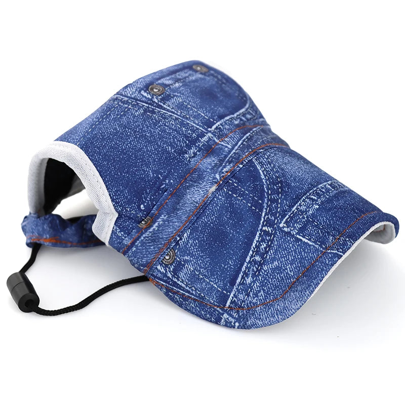 Adjustable Dog Baseball Cap Outdoor Sports Hat Soft Breathable Pet Sun Hat with Ear Holes Dog Parent-Child Hat Hiking