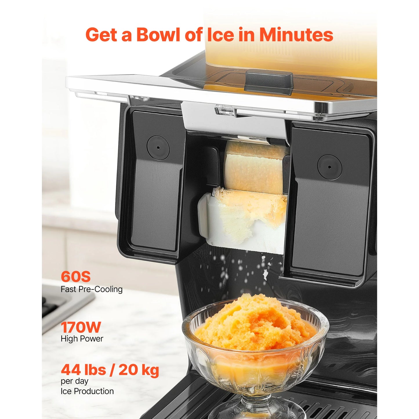 SucceBuy Snowflake Ice Machine, 44LBS/24H Snowflake Ice Maker, Ice-Shaver Machine with Stainless Steel Blade, Electric Snow Cone