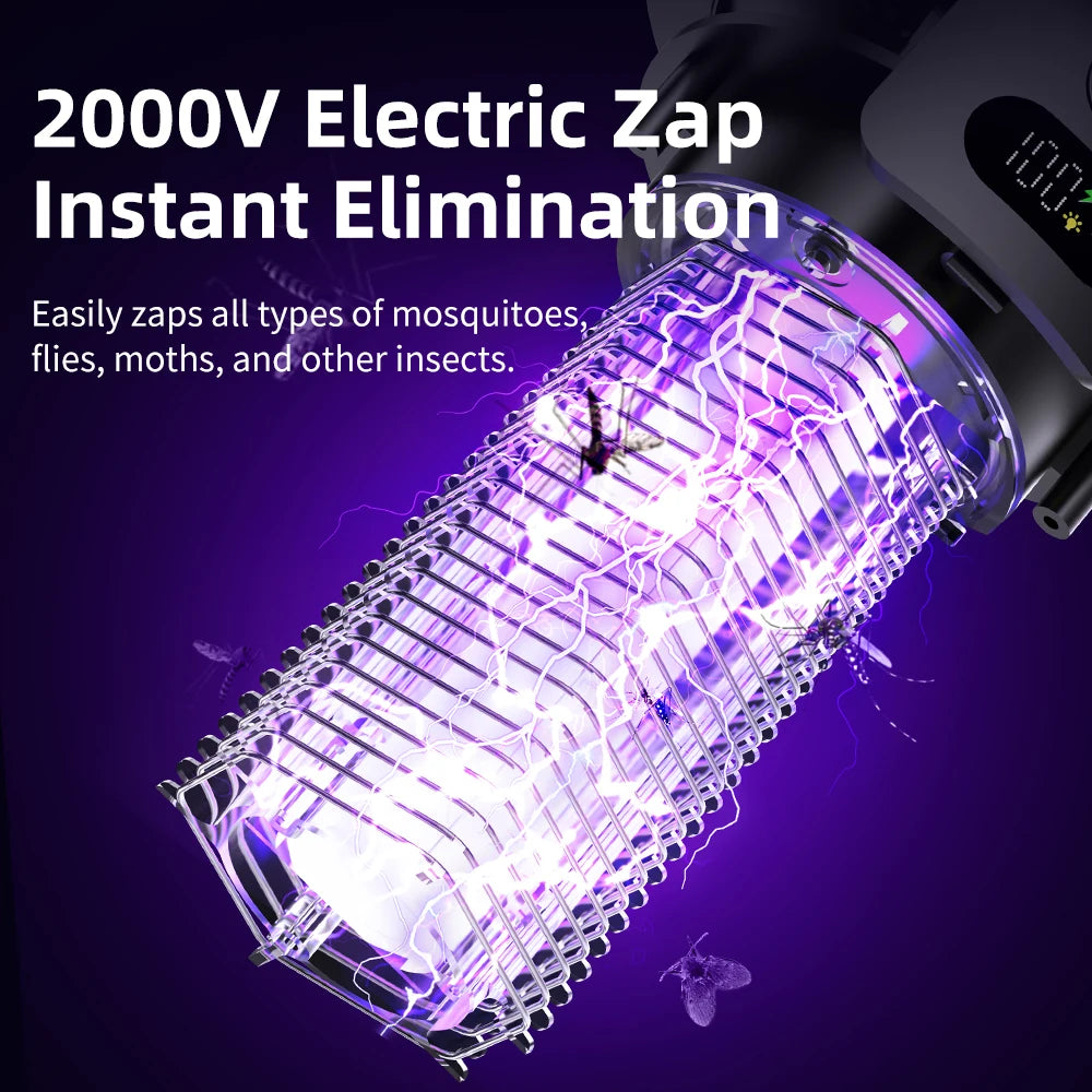 Solar Garden Light Fly Zapper Outdoor Solar Powered with Street Light ﻿ Insect Fly Trap Garden Rechargeable mosquito killer lamp