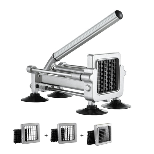 SucceBuy French Fry Cutter Potato Slicer 1/2 3/8 1/4-Inch Stainless Steel Blades for French Fries Cucumber Vegetables Carrot