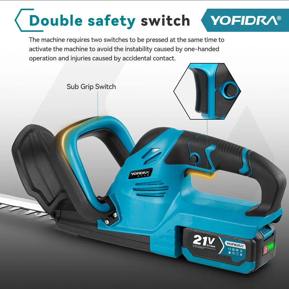 YOFIDRA 2000W 15000RPM Snoerloze Elektrische Heggenschaar Snoeizaag Grasmaaier Tuinonderhoud Elektrisch Gereedschap voor Makita Accu