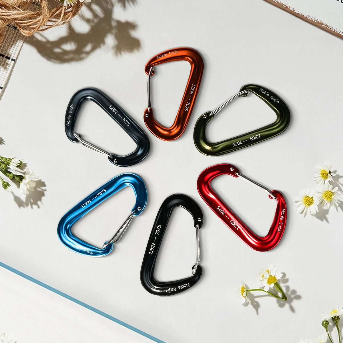 6PCS 12kN Aluminum D Ring Carabiners Heavy Duty Hook Lightweight Outdoor Camping Hiking Clips Buckle Set for Backpack Gear