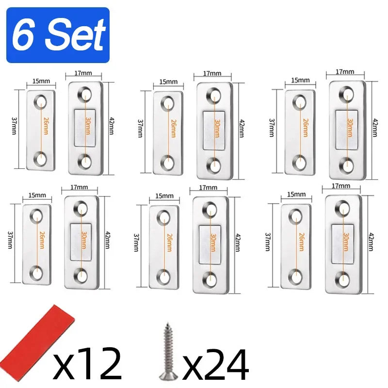 Magnetic Cabinet Catches Ultra Thin Door Strong Magnets Stopper Invisible Adhesive Drawer Magnet Lock for Kitchen Closet Closer