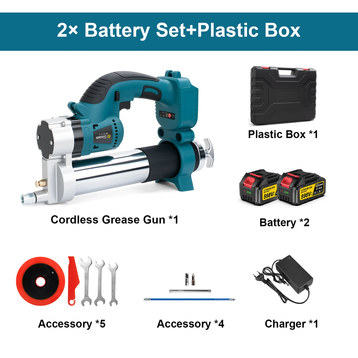 Gisam 10000PSI Borstelloze Elektrische Vetspuit Kit Elektrische Hoogwaardige Vetspuitset Elektrisch Gereedschap voor Makita 18V Accu Pinnen