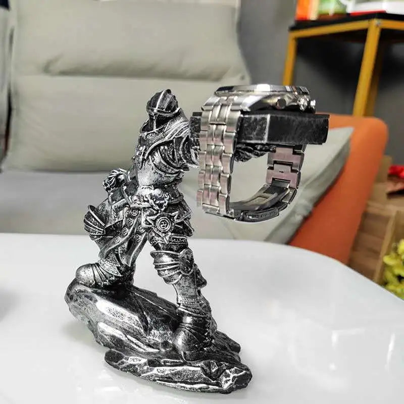 Watch Stand Charging Dock for Apple Watch, Cartoon Charging Desktop Bracket Smartwatch Holder，Black Warrior Figurine Support