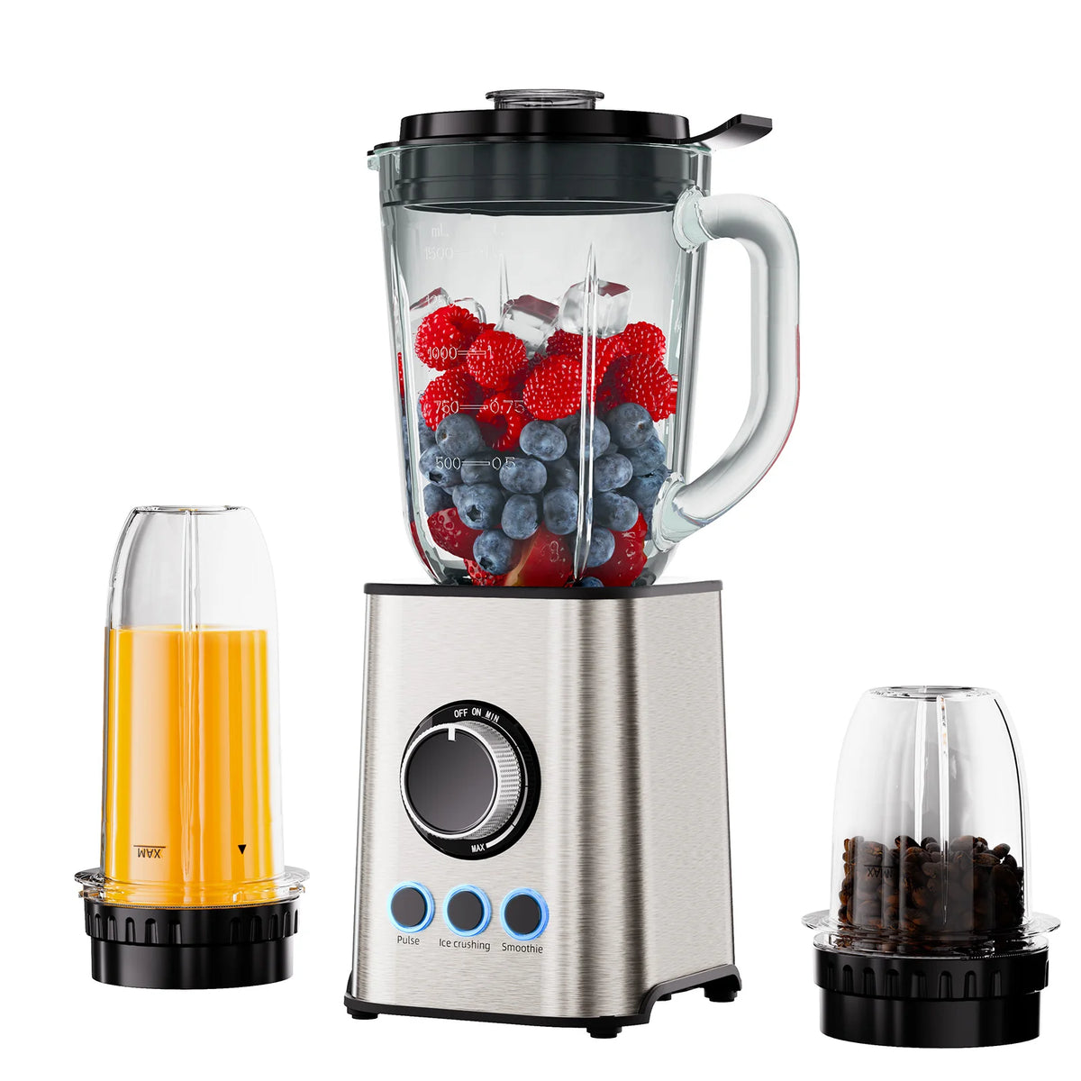 BioloMix 3-in-1 Smoothie Blender met roestvrijstalen messen 1300W persoonlijke blender en molen-combinatie voor babyvoeding en sap