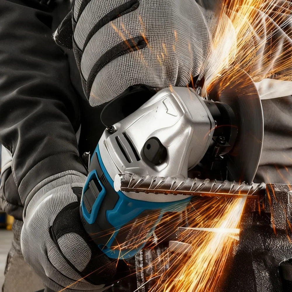 YOFIDRA 125MM Brushless Electric Angle Grinder Cordless Metal Wood Grinding Polishing Cutting Power Tool for Makita 18-21V Battery Pin