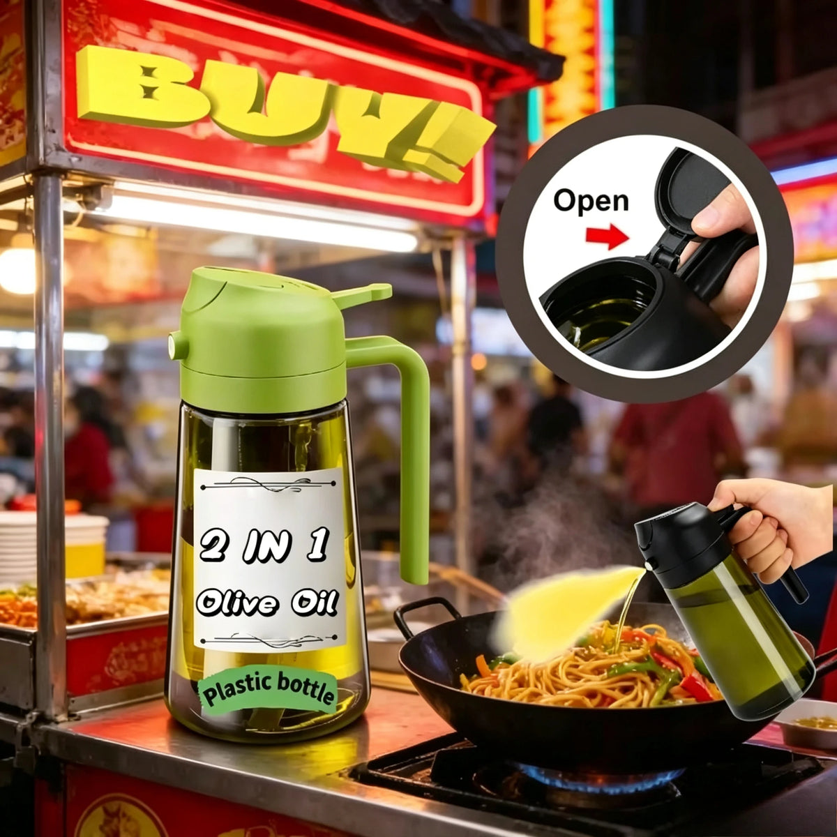 500ml Oil Dispenser Oil Spray Bottle Spray Olive Oil Sprayer   Kitchen Items and Accessories BBQ Cooking Family Supplies