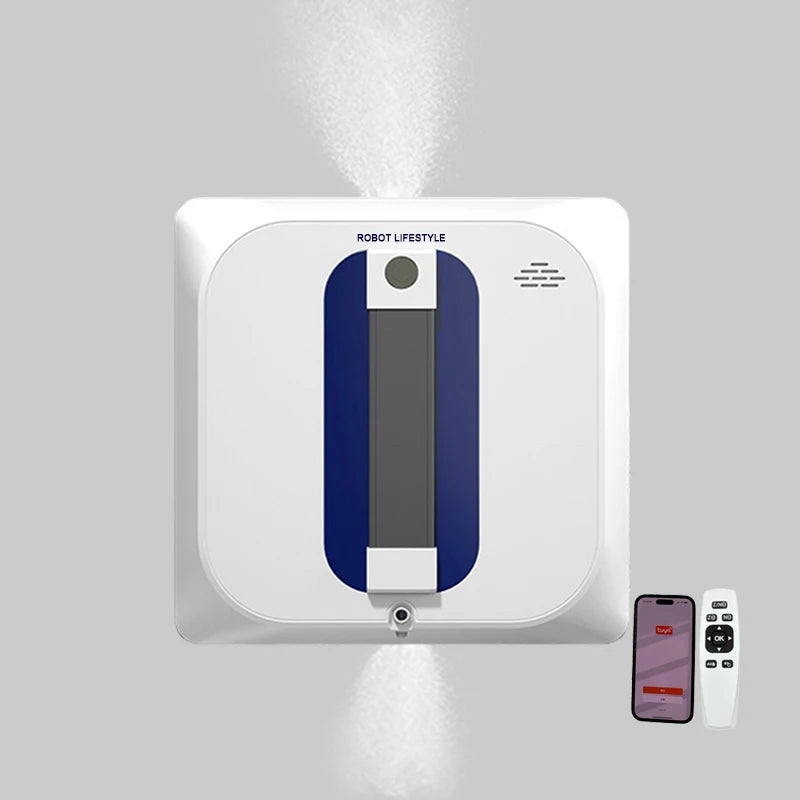 Robot Window Cleaner Automatic Water Spray Two Sides,Electric Glass Cleaners, 3200Pa High Suction Power, Remote Control