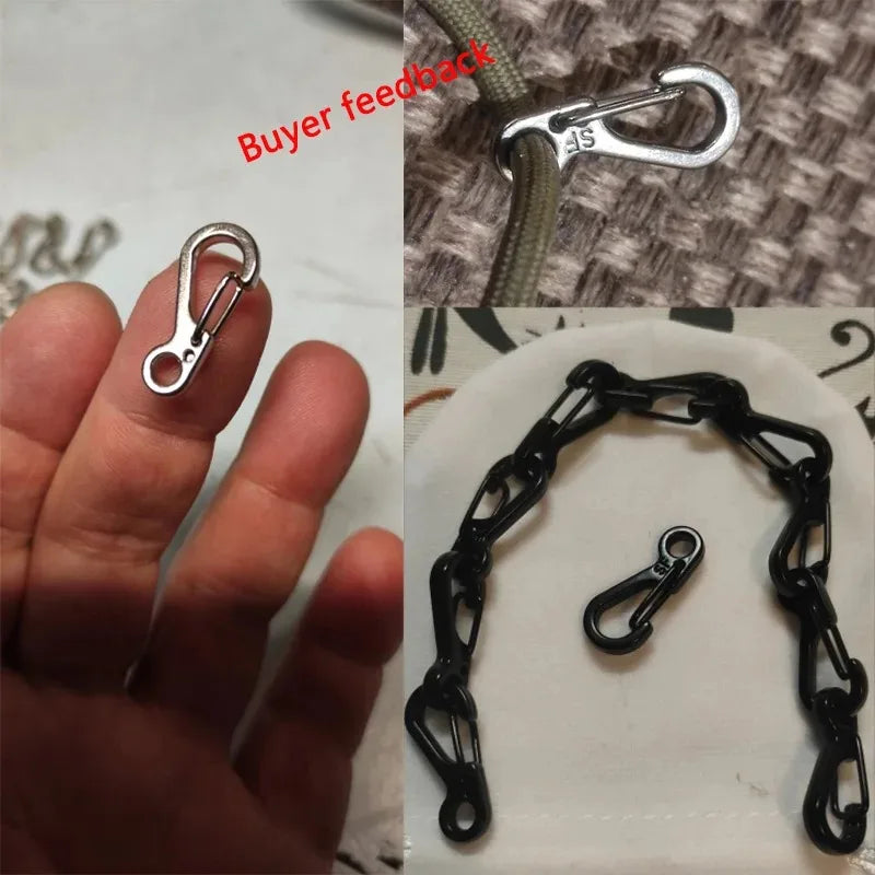 4-10Pcs Mini Spring Carabiners Set Outdoor EDC Keychain Camping Rope Clasps Tactical Survival Hooks Paracord Clips