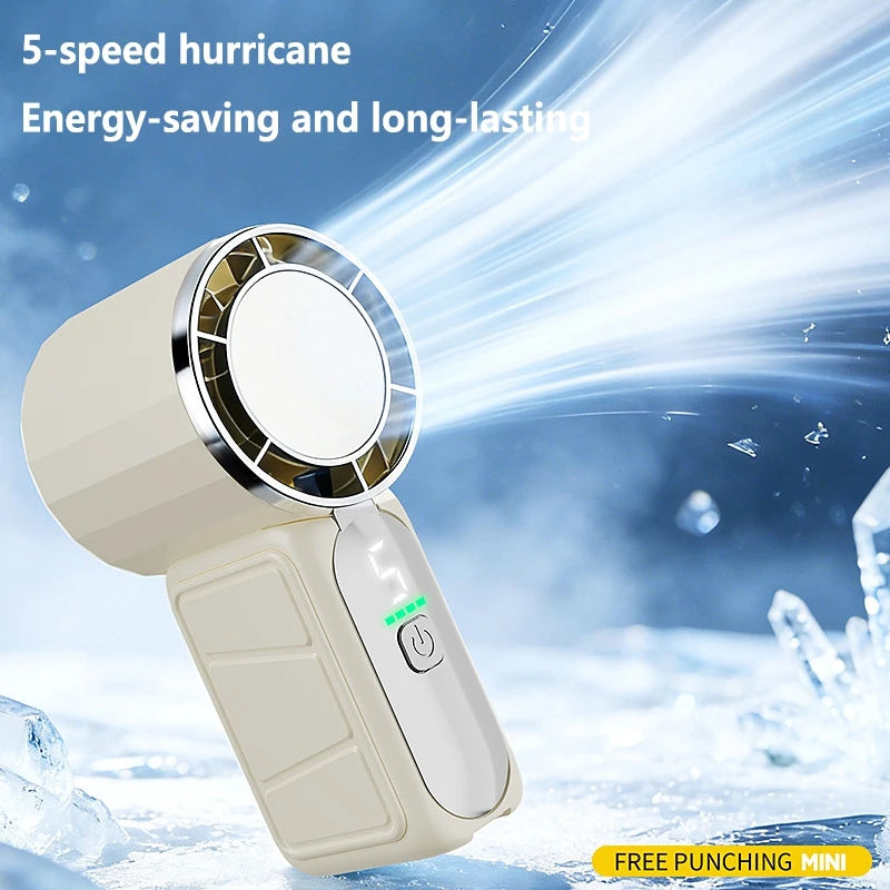 Lenovo Mini Portable Cooling Handheld Fan Rechargeable 5 Speed Adjustable Air Cooling Turbo Fan for Car Home Indoor Outdoor