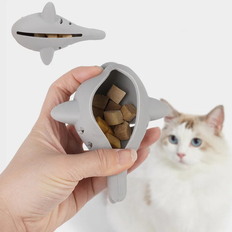 Interactive Cat Leaking Food Toy Silicone Cat Chew Toys Bite-resistant Kitten Teeth Cleaning Toy Fish-shaped Pet Toy Cat Accesso