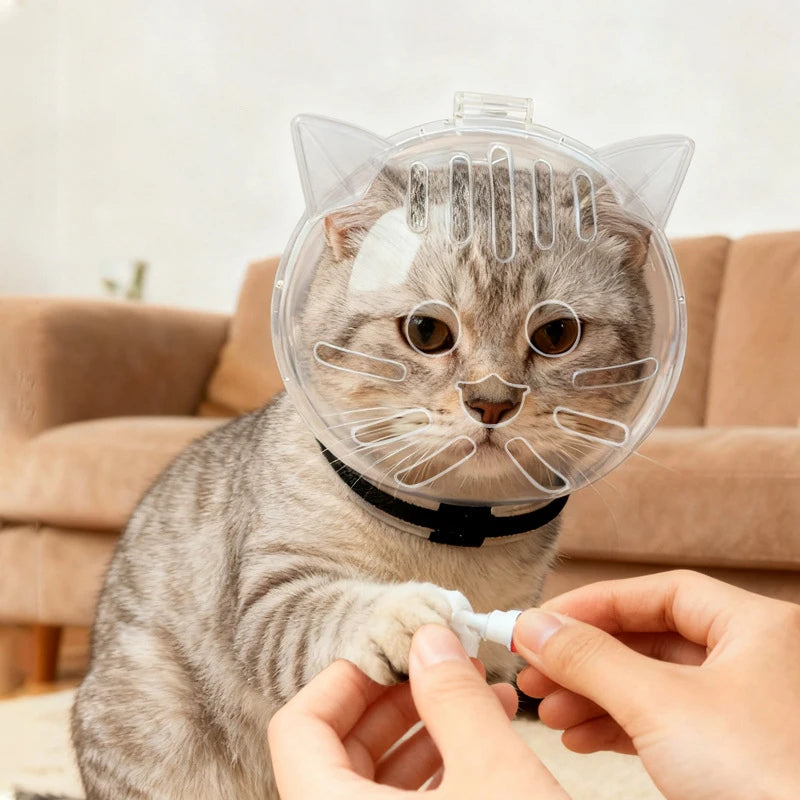 Transparent Cat Headgear Anti-Bite Pet Grooming Cover for Cats Breathable Kitten Grooming Helmet Cat Accessories