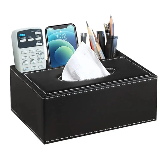 Multifunctionele tissuebox met opbergvak voor schrijfwaren en afstandsbedieningen, decoratieve tissue- en bureau-organizer voor thuis/kantoor/restaurant
