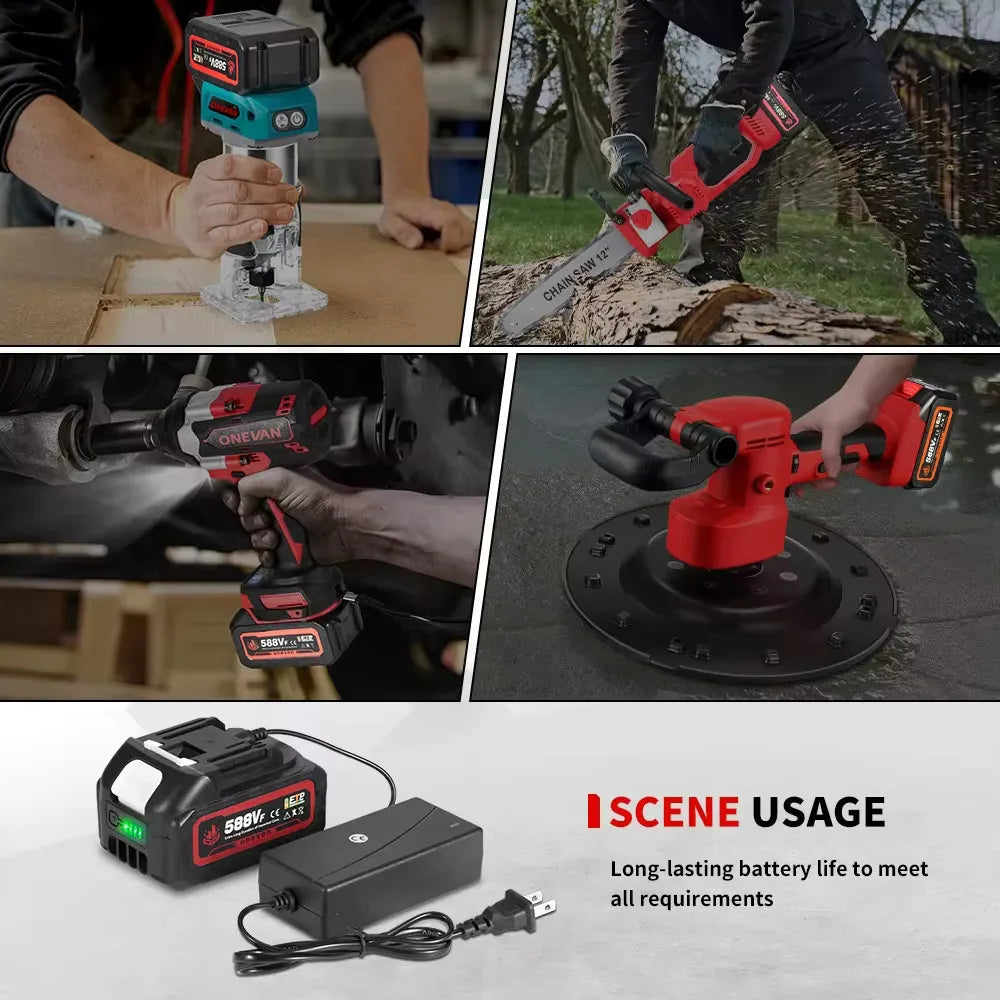 ONEVAN Oplaadbare Lithium-ion accu 15000mAh Li-ion accu Elektrische kettingzaag moersleutel elektrisch gereedschap voor Makita 18V accupin