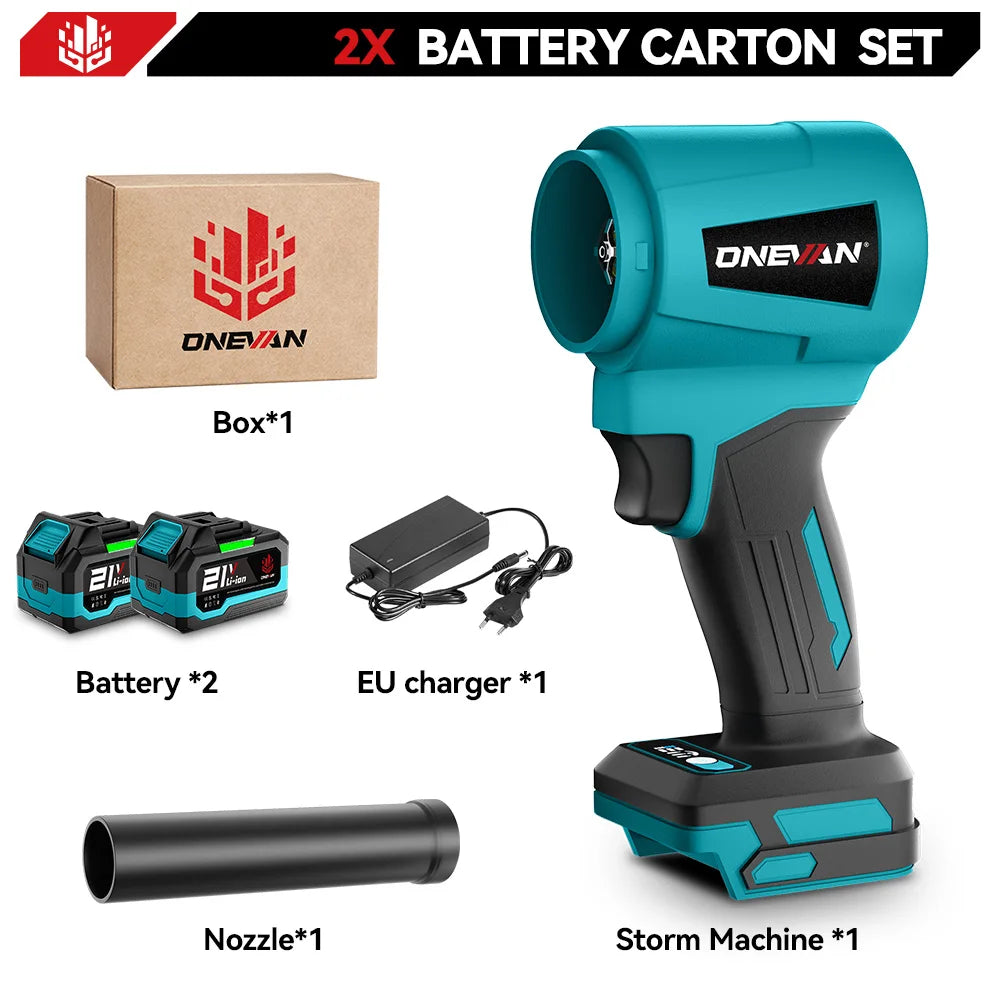 ONEVAN 300.000 tpm Borstelloze Elektrische Bladblazer Jet Fan 400 m/s Snoerloze Bladblazer Stofblaasgereedschap voor Makita 18V Accu