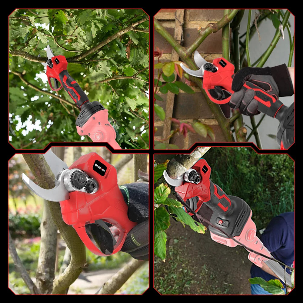 ONEVAN 1000W 30MM Brushless Electric Pruning Shear 3Pins Plug Cordless Electric Scissors Garden Tools For Makita 18V Battery Pin
