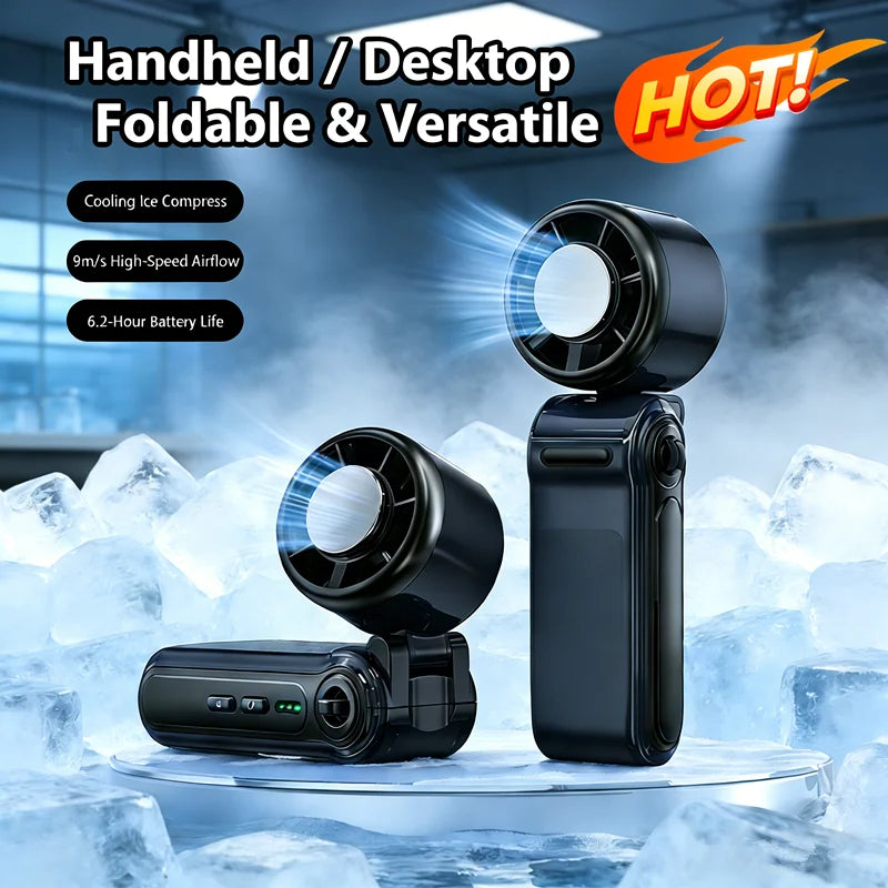 Portable Handheld Turbo Fan 5-speed USB Rechargeable Mini Fan With Adjustable Lanyard For Outdoor Travel Gifts For Women Men