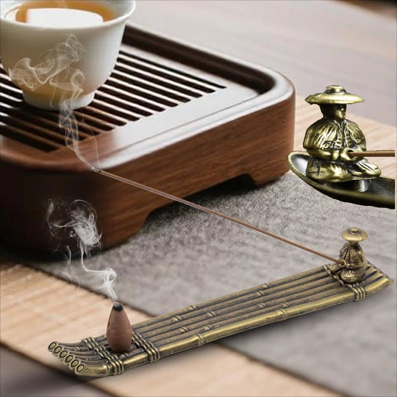 Creative Incense Holder Boat Fishing Men Insence Burner Japanese Style Incense Stick Burners Aromatherapy Ornament Home Decor