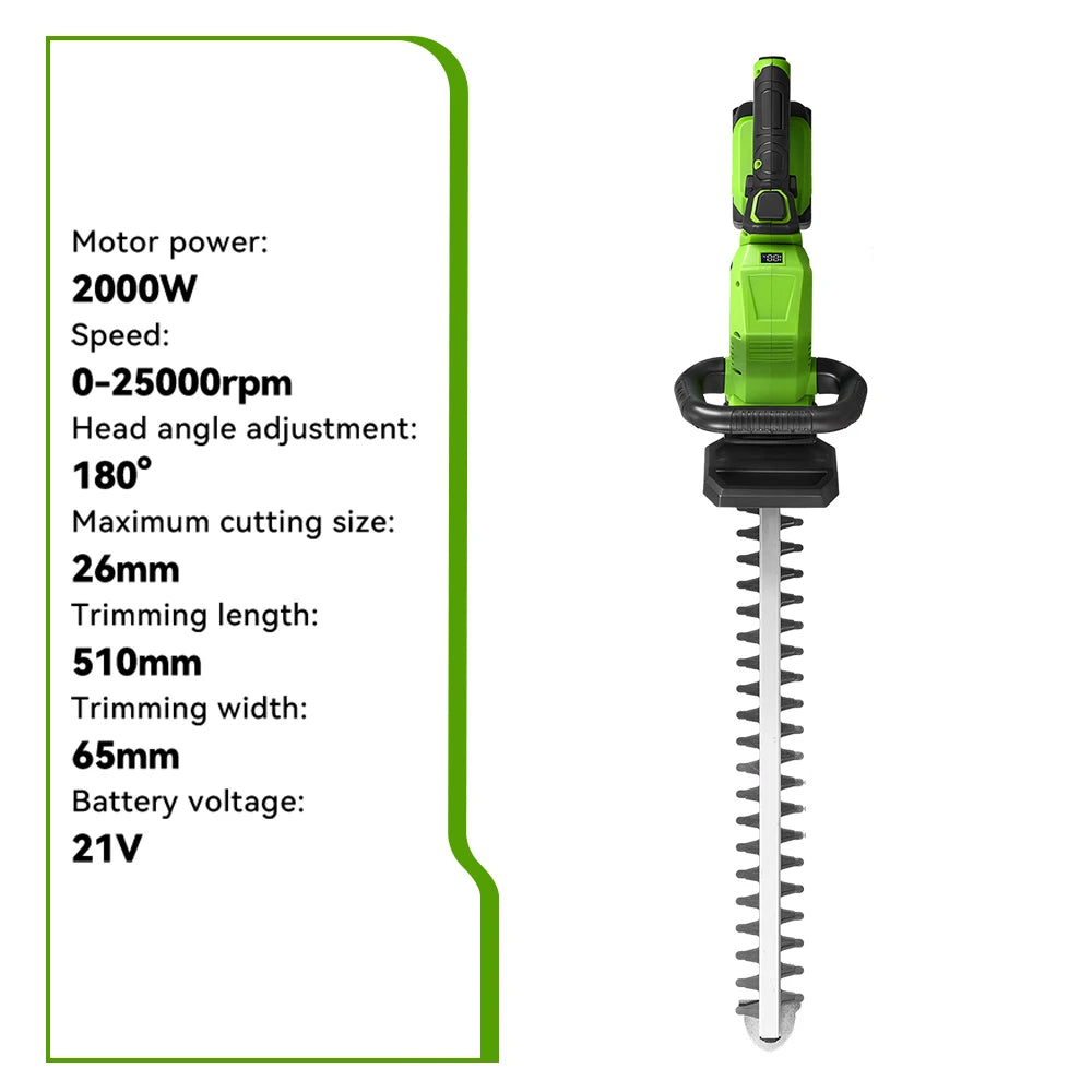 Onegreen 20000RPM Elektrische Heggenschaar Efficiënt 2000W Snoerloze Tuinheggenschaar Voor Makita 18V Accu