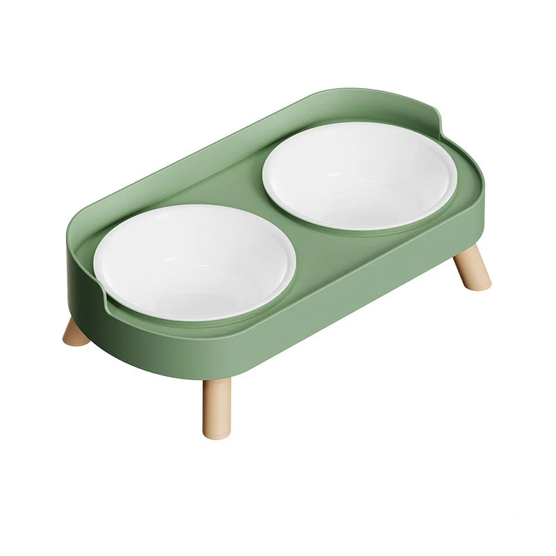 Plastic/Stainless Steel Dog Feeder Bowl Double Pet Food Water Bowls Non-Slip Puppy Food Bowl with Stand Anti-splash Cat Bowl