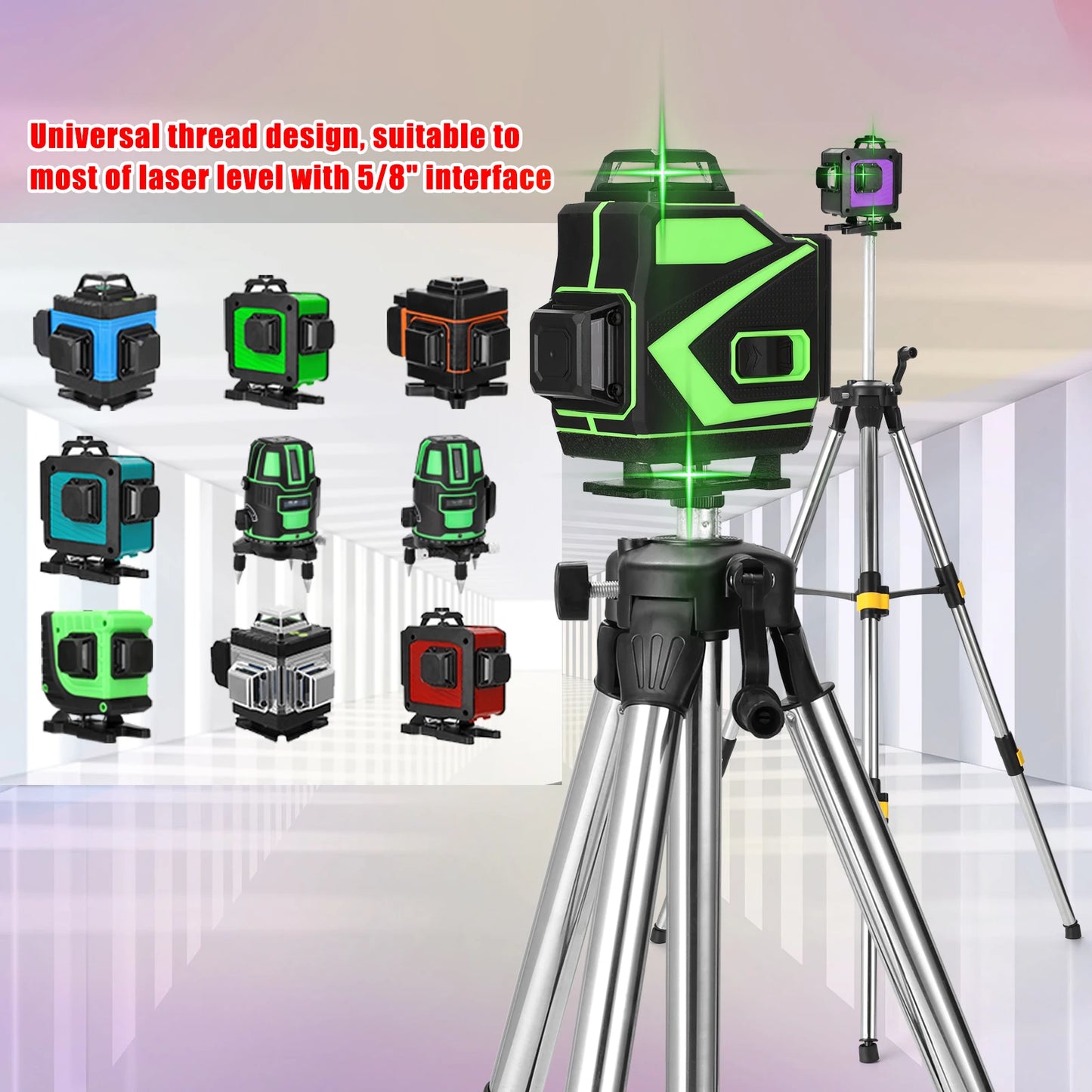 1.2M Three Height Adjustment Stainless Steel Extension Bar Tripod Stand For Laser Level with Bubble-level Tripod Stand