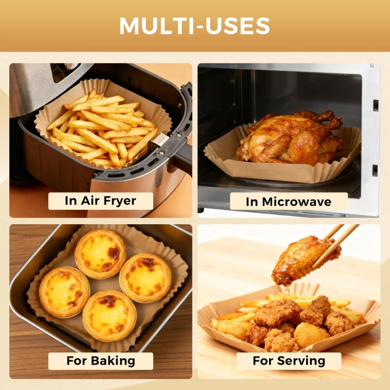 Air Fryer Paper Disposable Air Fryer Liners Paper Baking Paper Barbecue Plate NonStick Mat Kitchen Oven Oil AbsorbingPaper Tool
